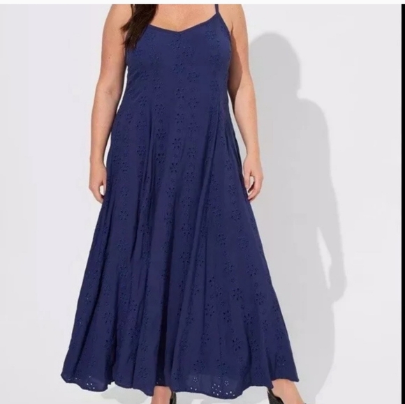 torrid Dresses & Skirts - Torrid Navy Eyelet Maxi Dress